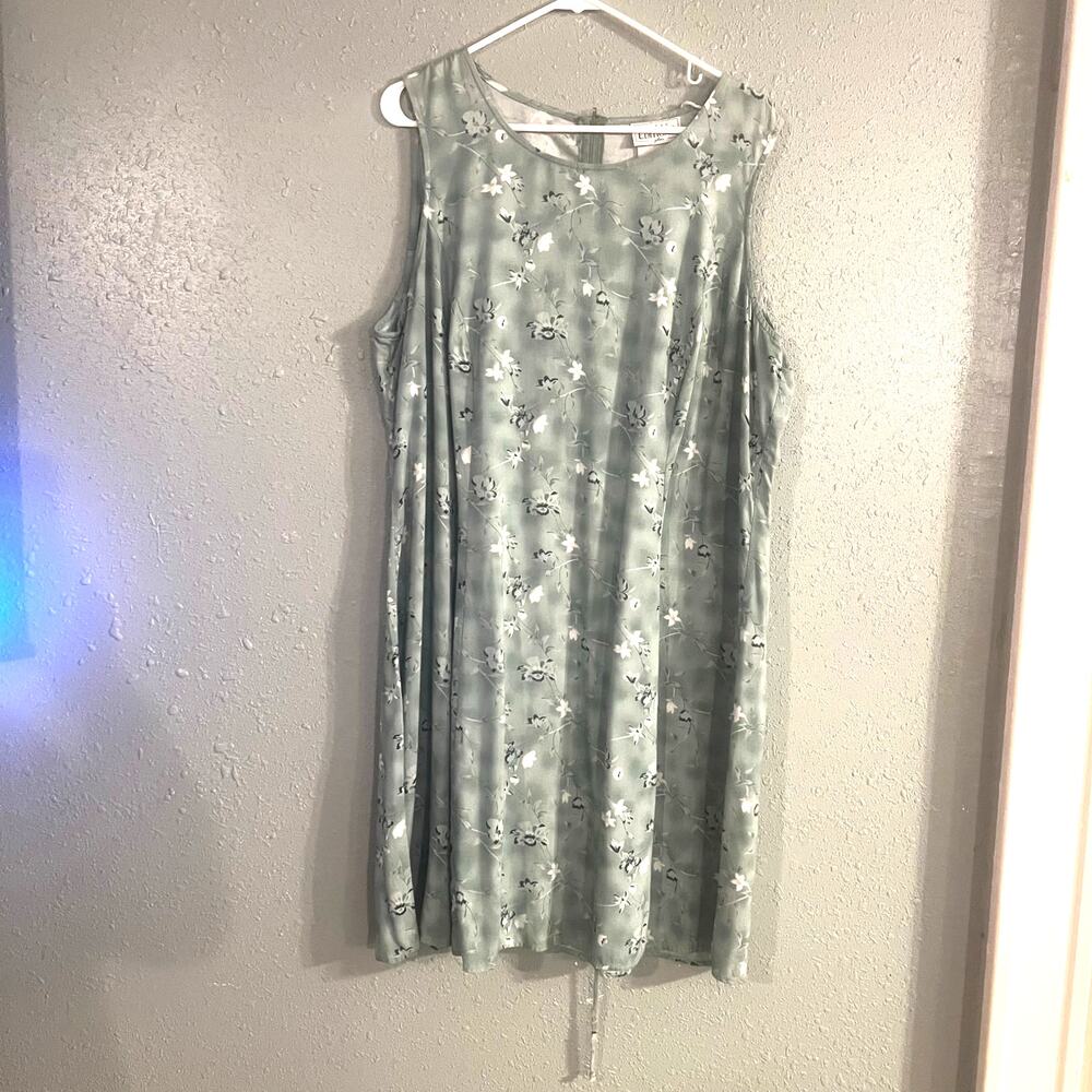 Vintage Basic Editions Plus 90s Y2K sage green floral Sundress Sz 18 Midi Boho